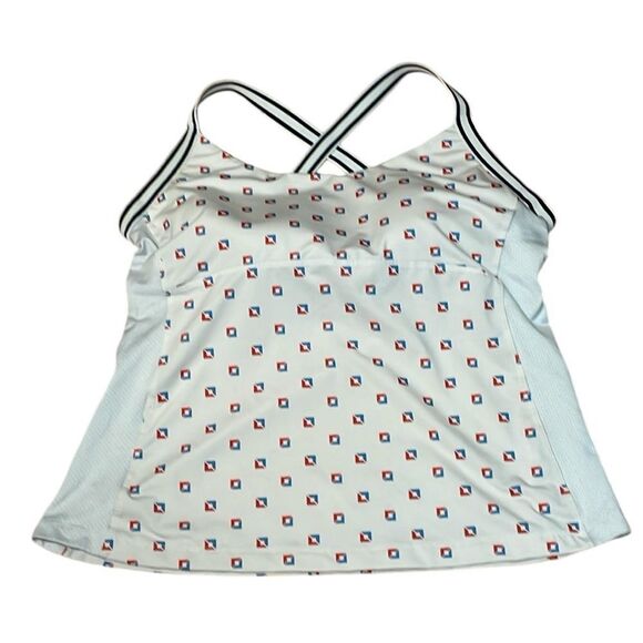 Tory Burch Sport Tank Top, white, blue, red, Large - Picture 1 of 6